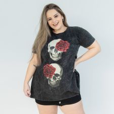 Blusa Estonada Skull Roses