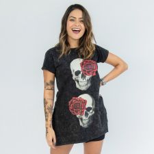 Blusa Estonada Skull Roses