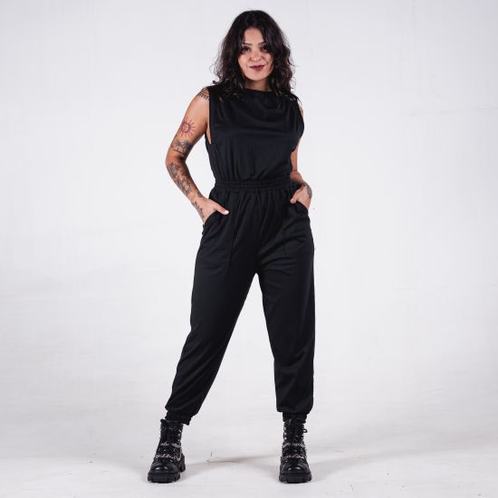 Macacão Regata Jogger Canelado Deliriyou