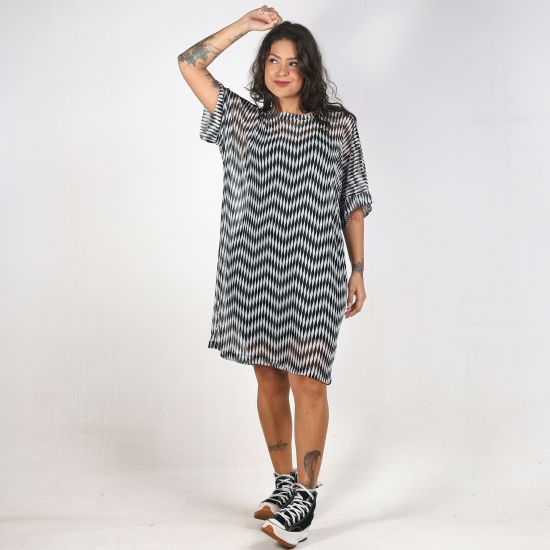 Vestido Duo Tule Chevron