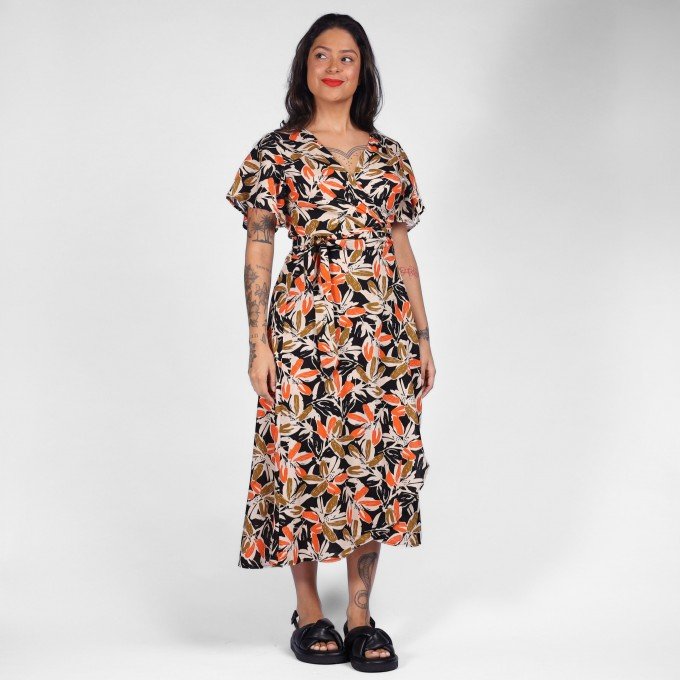 Vestido Transpassado Musa Orange