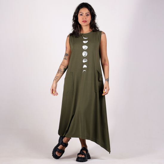 Vestido Verde Musgo Fases Da Lua