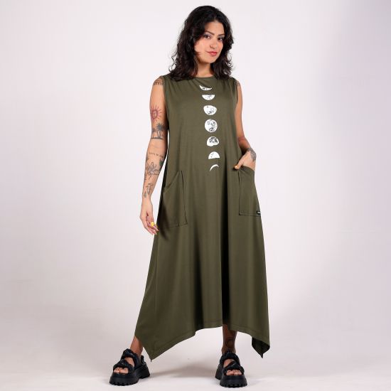 Vestido Verde Musgo Fases Da Lua